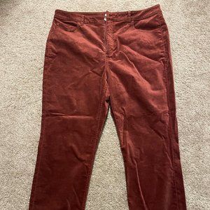 Brand-New Curvy Velvet High-Waist Skinny Pants in Burgundy Wine- Size 34/18